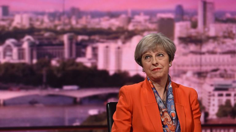 Prime Minister Theresa May appearing on The Andrew Marr Show