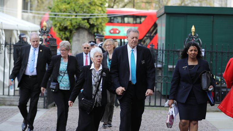 The parents of Melissa Cochran attend a service at Westminster Abbey
