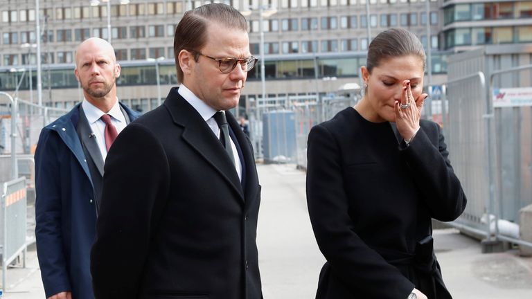 Crown Princess Victoria and Prince Daniel at scene of terror attack