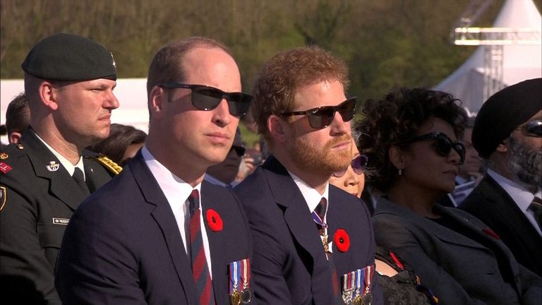 Prince Charles was joined by the Duke of Cambridge and Prince Harry