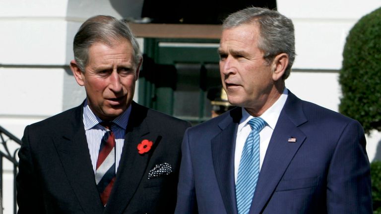 Prince Charles with George W Bush at the White House in 2005