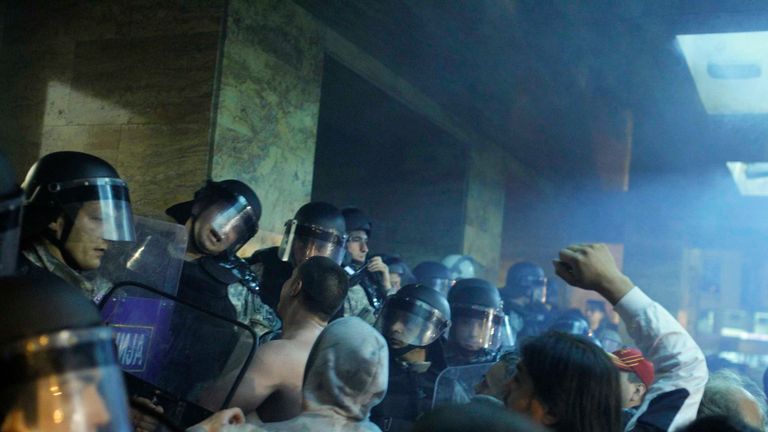 Demonstrators stormed into Macedonia's parliament in Skopje
