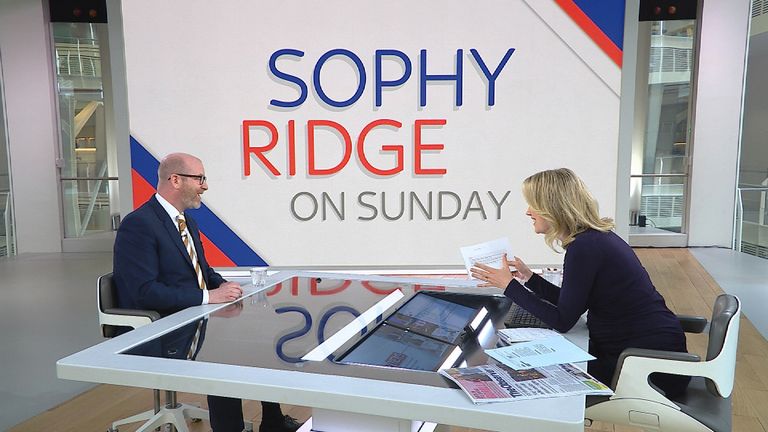 UKIP Leader Paul Nuttall being interviewed on Sophy Ridge on Sunday.