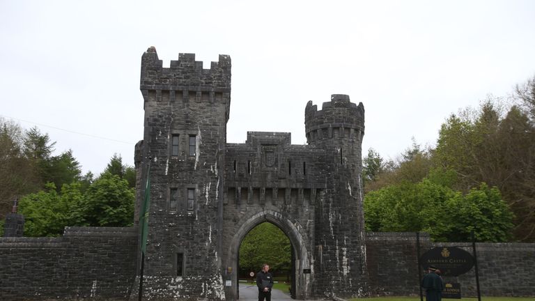 Security outside Ashford Castle in Co Mayo, where Golf star Rory McIlroy is to marry Erica Stoll