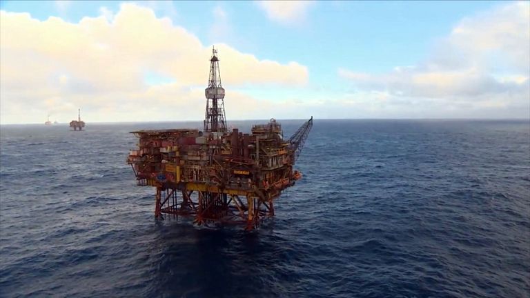 A Shell oil rig in the North Sea