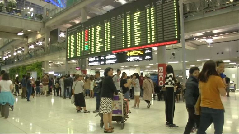 The holidaymakers turned up at the Bangkok airport, but were left disappointed