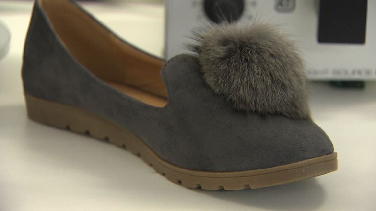 These shoes were found to have been made with fur consistent with raccoon dog