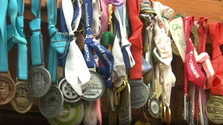 Medals won by Dale Lyons from his marathon activities