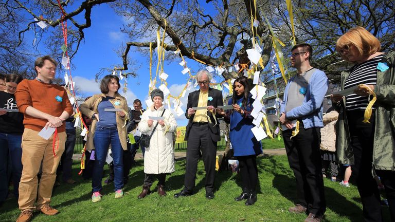 Family and supporters tie yellow ribbons to mark 365 days since Nazanin was imprisoned in Tehran