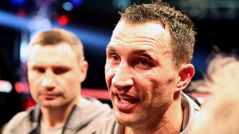 Wladimir Klitschko with a cut to his eye after the match