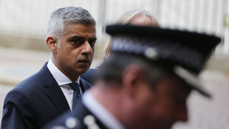 Sadiq Khan attends a memorial service to those affected by the Westminster attack