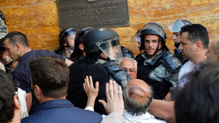 Protesters entered Macedonia's parliament
