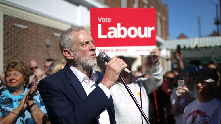 CREWE, UNITED KINGDOM - APRIL 22: Labour party leader, Jeremy Corbyn, talks to supporters and members of the public in Market Square, Crewe, on April 22, 2017 in Crewe, United Kingdom. In an attempt to gain a larger Brexit mandate the Conservative Prime Minster Theresa May made the shock announcement to hold a snap general election on June 8th 2017 sending the country back to the polls for the second time in two years. (Photo by Christopher Furlong/Getty Images)
Restrictions