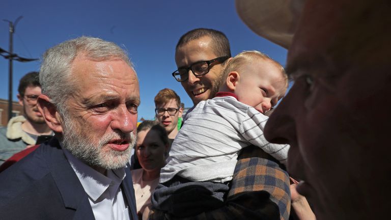 Jeremy Corbyn out on the campaign trail on Saturday