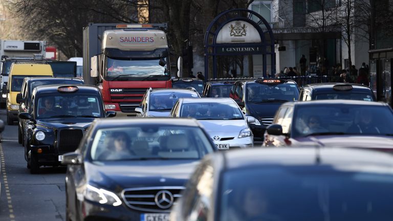  Vehicles pass along Marylebone Road, which is one of the most polluted in London