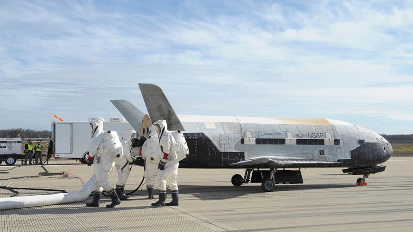 Space plane X-37B lands at NASA's Kennedy Space Center in Florida