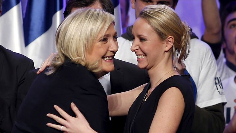 Marine Le Pen (L) and Marion Marechal-Le Pen