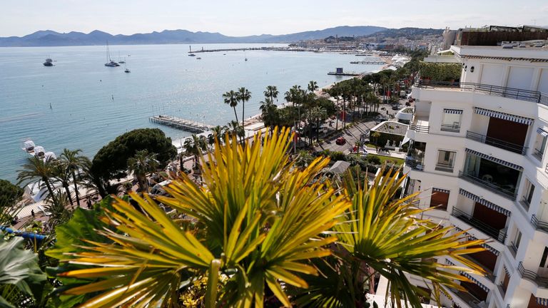 A general view shows the Croisette 