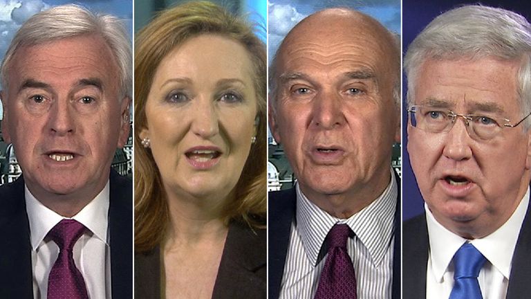 John McDonnell, Suzanne Evans, Vince Cable, Michael Fallon