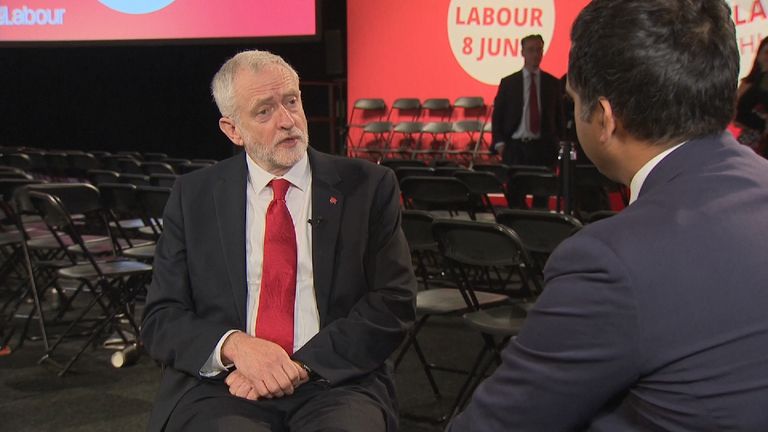 Jeremy Corbyn tells Sky News&#39; Political Editor that he &#39;visualises a Labour government&#39;