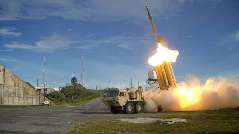 A THAAD missile interceptor missile is tested. File pic