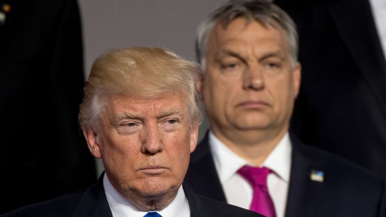 President Trump with Hungary's prime minister Viktor Orban