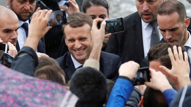 Emmanuel Macron goes on a walkabout after his inauguration