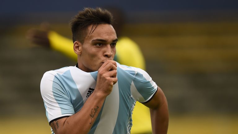 Lautaro Martinez was handed a red card