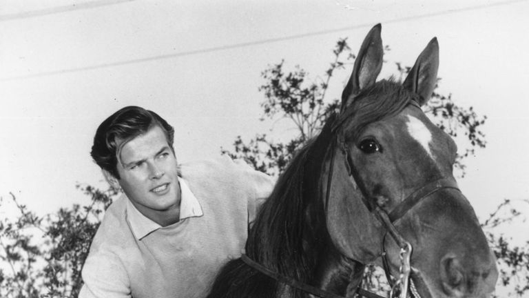 1955: Roger Moore on a morning ride in Hollywood