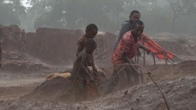 February 2017: Dorsen struggles to move dirt during heavy rain