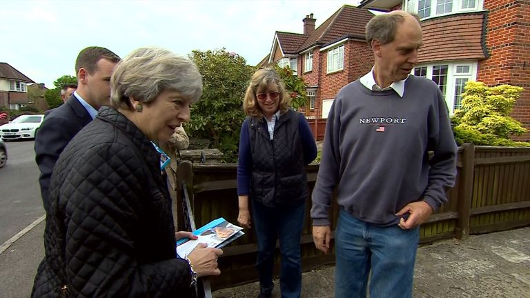 Theresa May out and about on the election campaign