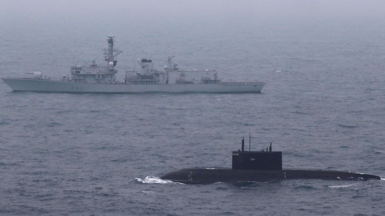 Royal Navy ship shadows Russian submarine in English Channel | UK News | Sky News