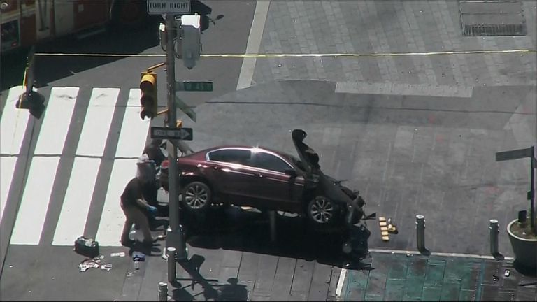 Officials are now examining the crashed car 