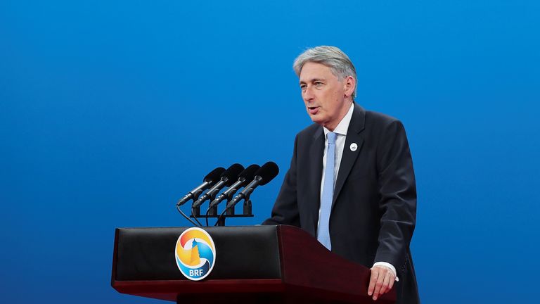 Chancellor of the Exchequer Philip Hammond attends the Belt and Road Forum for International Cooperation in Beijing, China May 14, 2017 . REUTERS/Lintao Zhang/Pool *** Local Caption *** Philip Hammond