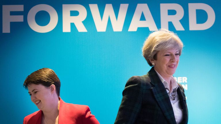 Conservative leader Theresa May and Scottish Conservative leader Ruth Davidson