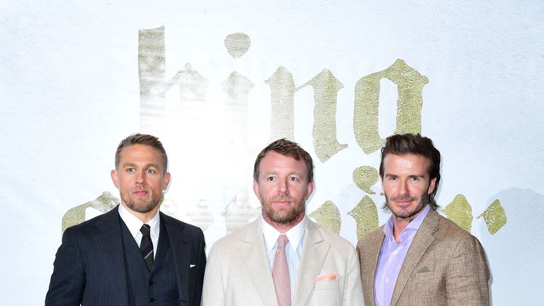 (L-R) Charlie Hunnam, Guy Ritchie and David Beckham