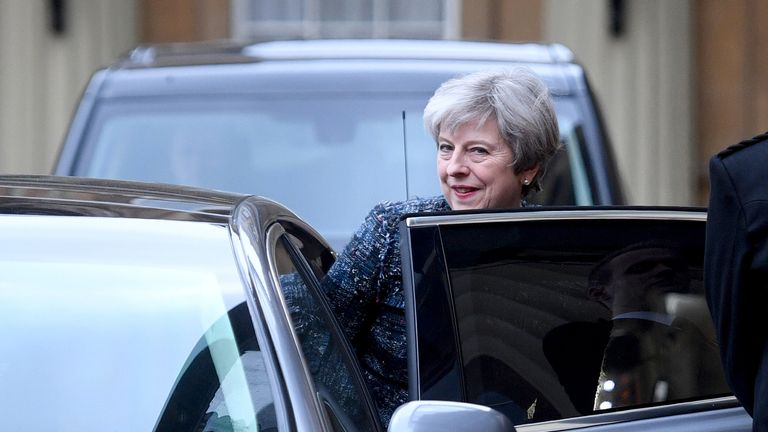Theresa May leaves Buckingham Palace for Downing Street