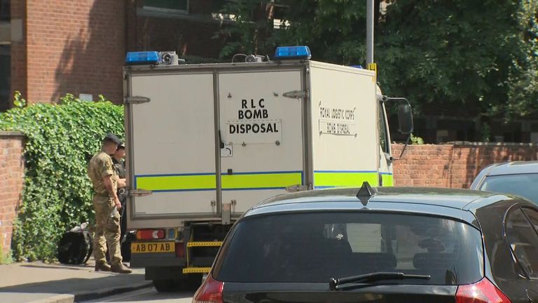 Army bomb disposal officers at the scene of a police search in Rusholme after the Manchester bombing 