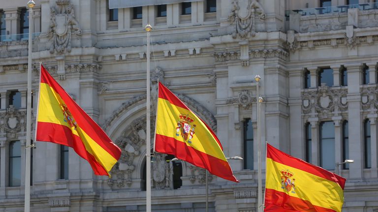 Flags in Madrid, Spain  were also lowered to half-mast
