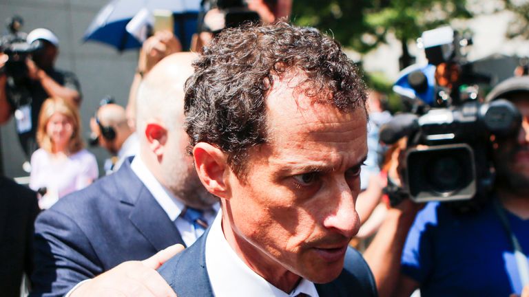 Anthony Weiner leaves court on Friday