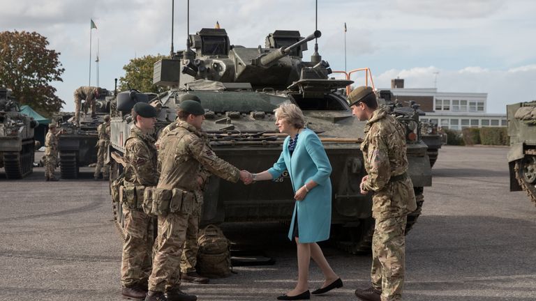 Theresa May visits the 1st Battalion The Mercian Regiment in September 2016