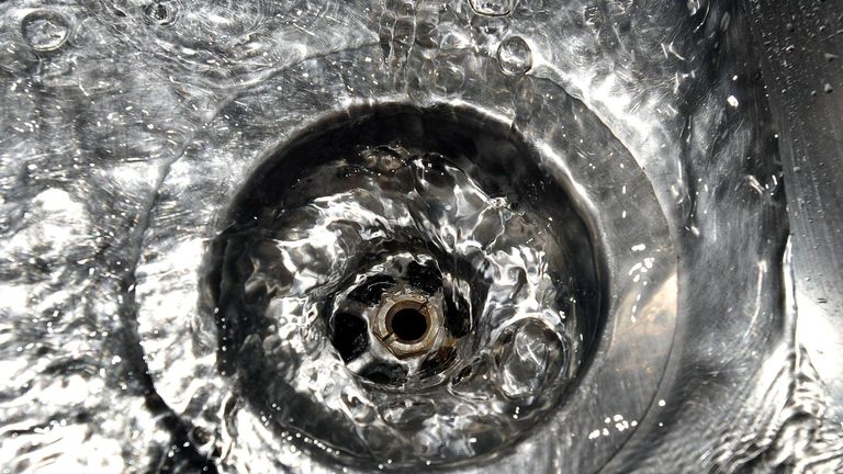 Water draining from a sink