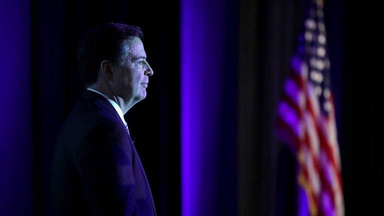 Federal Bureau of Investigation Director James Comey delivers the keynote remarks at the Intelligence and National Security Alliance Leadership Dinner March 29, 2017 in Alexandria, Virginia