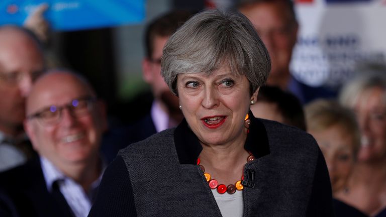 Prime Minister Theresa May speaks at a campaign event in Bristol,