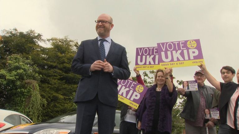UKIP leader Paul Nuttall campaigning in Lincolnshire after his party was wiped out in the English local elections.