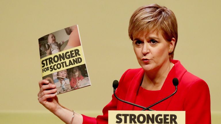 First Minister Nicola Sturgeon speaks during the launch of the SNP General Election manifesto
