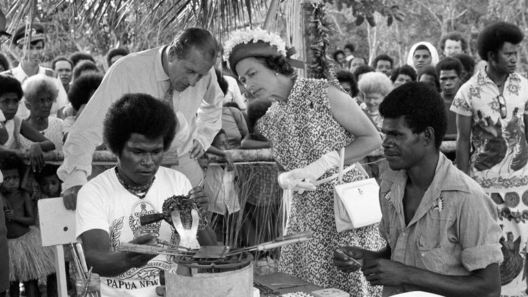 The Queen and Prince Philip in Papua New Guinea in 1977