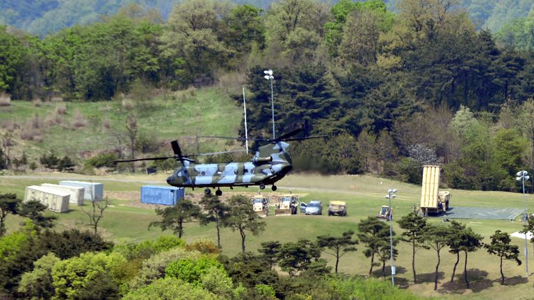 The THAAD defence system has been set up on a converted golf course in Seongju