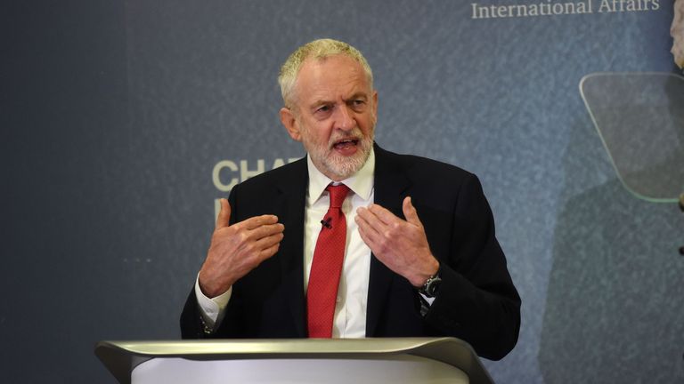 Jeremy Corbyn speaking about national security and foreign policy