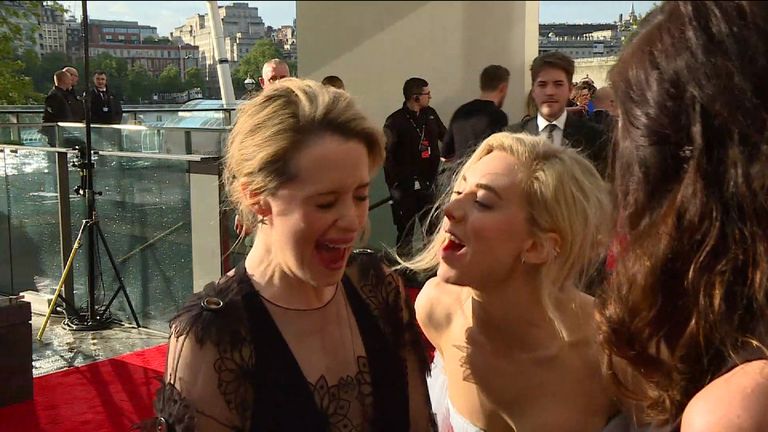 Claire Foy gets interview-bombed at BAFTAs | News UK Video News | Sky News